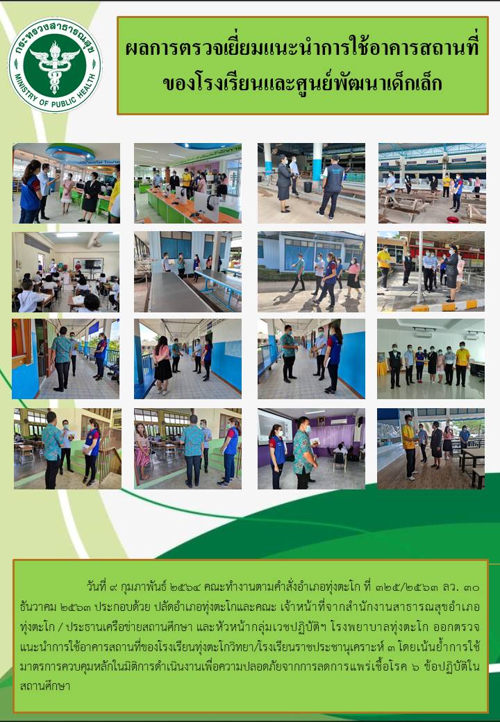 ผลการตรวจเยี่ยมแนะนำการใช้อาคารสถานที่ของโรงเรียนและศูนย์พัฒนาเด็กเล็ก